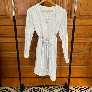 Gap Blue and White Striped Linen Shirtdress